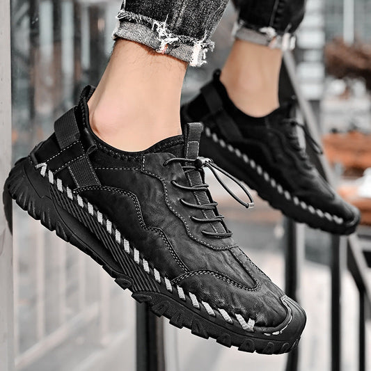 Męskie Buty Wsuwane Z Mikrofibry Z Miękką Gumową Podeszwą