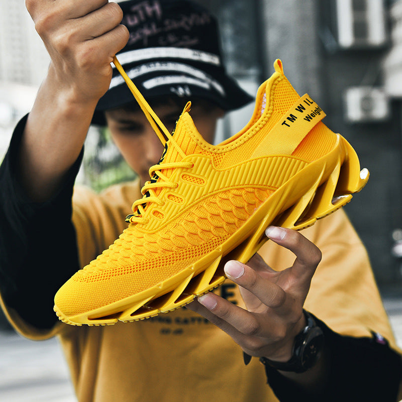 Męskie Oddychające Sneakersy z Siatki z Gumową Podeszwą Blade i Sznurowaniem