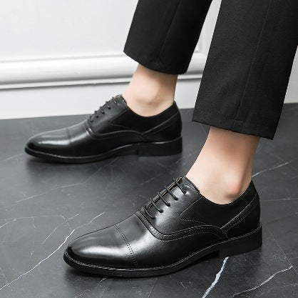 Męskie buty wizytowe Oxford ze sznurowaniem, spiczasty nosek, gumowa podeszwa
