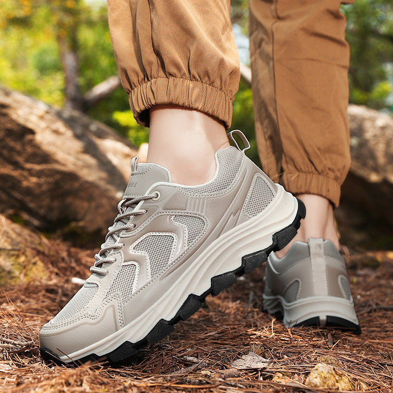 Męskie buty trekkingowe outdoor z oddychającą siateczką, sznurowaniem z przodu i gumową podeszwą