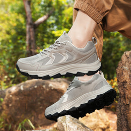 Męskie buty trekkingowe outdoor z oddychającą siateczką, sznurowaniem z przodu i gumową podeszwą