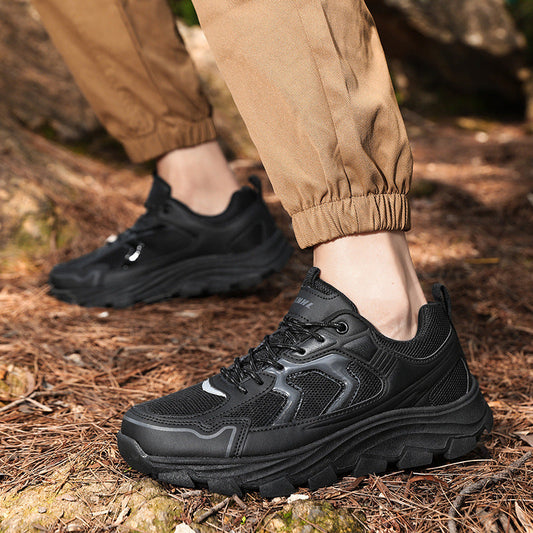 Męskie buty trekkingowe outdoor z oddychającą siateczką, sznurowaniem z przodu i gumową podeszwą