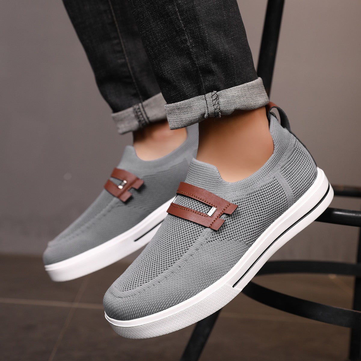 Męskie Letnie Buty Wsuwane Z OddychająCą Siateczką I Lekką Gumową Podeszwą