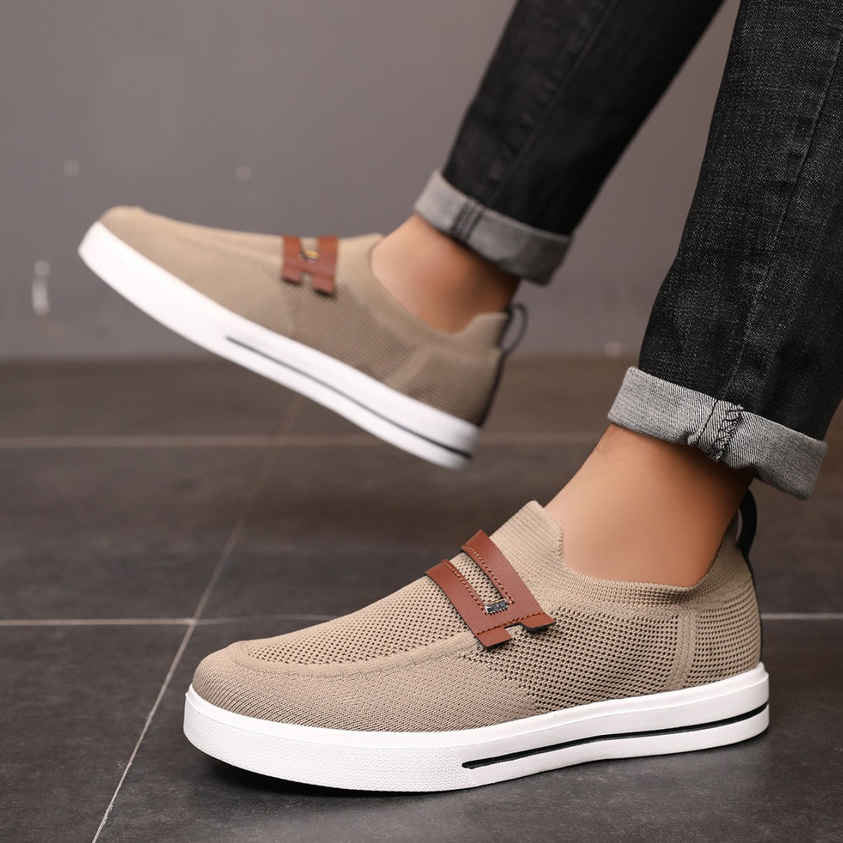 Męskie Letnie Buty Wsuwane Z OddychająCą Siateczką I Lekką Gumową Podeszwą