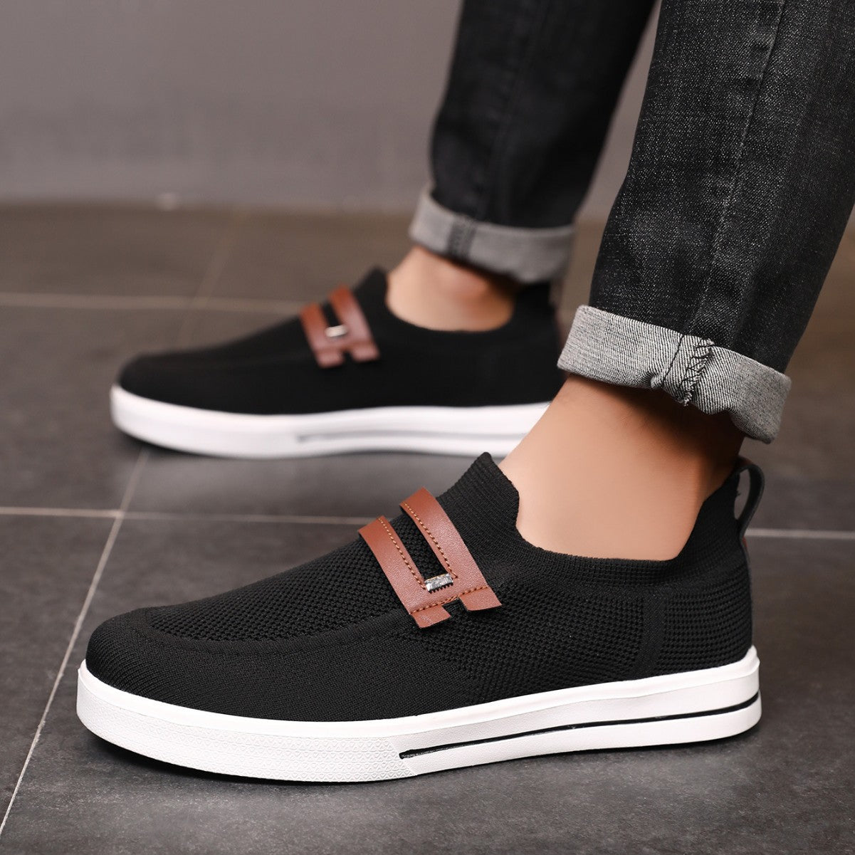Męskie Letnie Buty Wsuwane Z OddychająCą Siateczką I Lekką Gumową Podeszwą