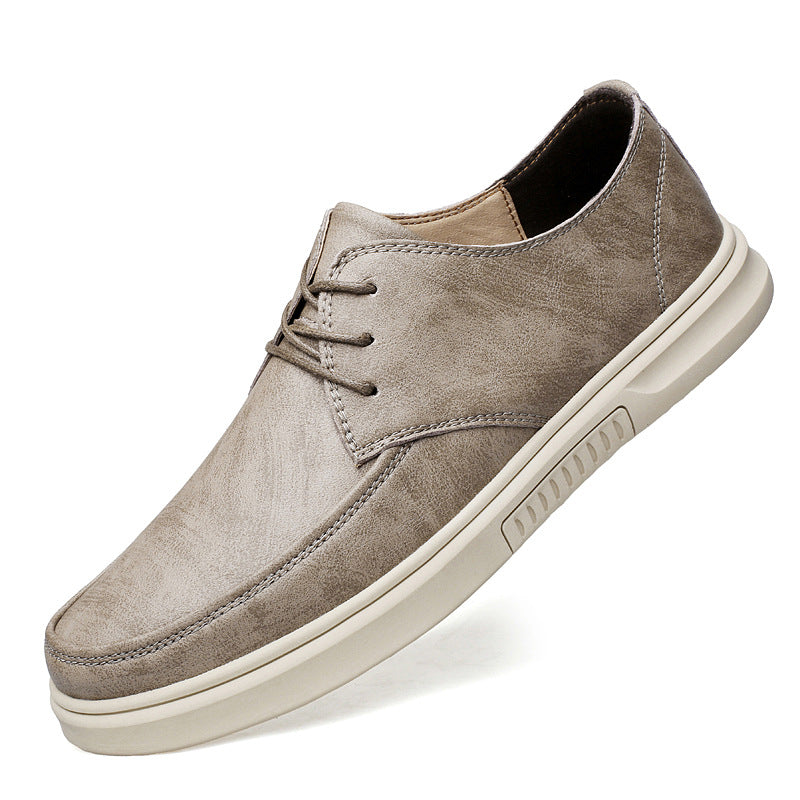 Męskie Buty Sznurowane z Ekoskóry Full-Grain, Gumowa Podeszwa