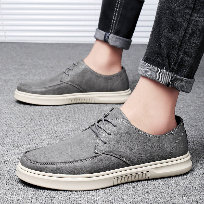 Męskie Buty Sznurowane z Ekoskóry Full-Grain, Gumowa Podeszwa