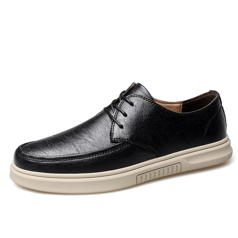Męskie Buty Sznurowane z Ekoskóry Full-Grain, Gumowa Podeszwa