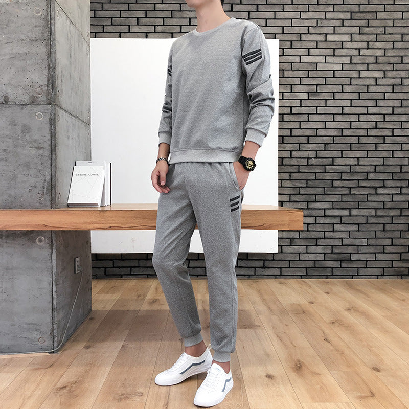Męski Dres Sportowy Wiosenny Dwuczęściowy Z Okrągłym Dekoltem I Długim Rękawem