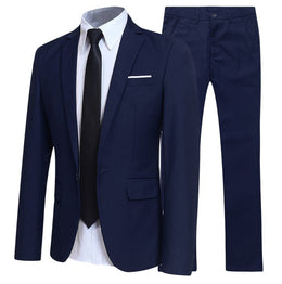 Męski Dwuczęściowy Garnitur Slim Fit Z Kołnierzem Z Klapami I Zapięciem Na Jeden Guzik, Wieloma Kieszeniami