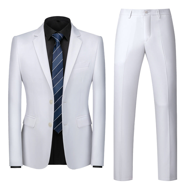 Męski Dwuczęściowy Garnitur Slim Fit Z Kołnierzem Z Klapami I Zapięciem Na Jeden Guzik, Wieloma Kieszeniami