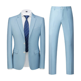 Męski Dwuczęściowy Garnitur Slim Fit Z Kołnierzem Z Klapami I Zapięciem Na Jeden Guzik, Wieloma Kieszeniami