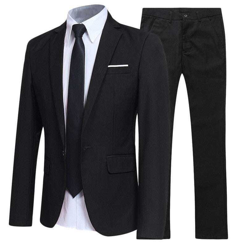 Męski Dwuczęściowy Garnitur Slim Fit Z Kołnierzem Z Klapami I Zapięciem Na Jeden Guzik, Wieloma Kieszeniami
