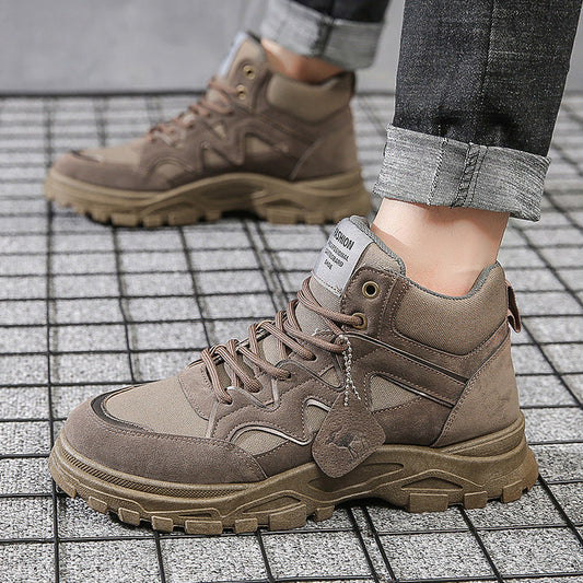 Meskie Zimowe Buty High Top Z Gorna Czescia Pu, Gumowa Podeszwa, Sznurowane