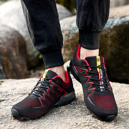 Męskie Niskie Buty Treningowe Outdoor z Wiązaniem i Antypoślizgową Podeszwą