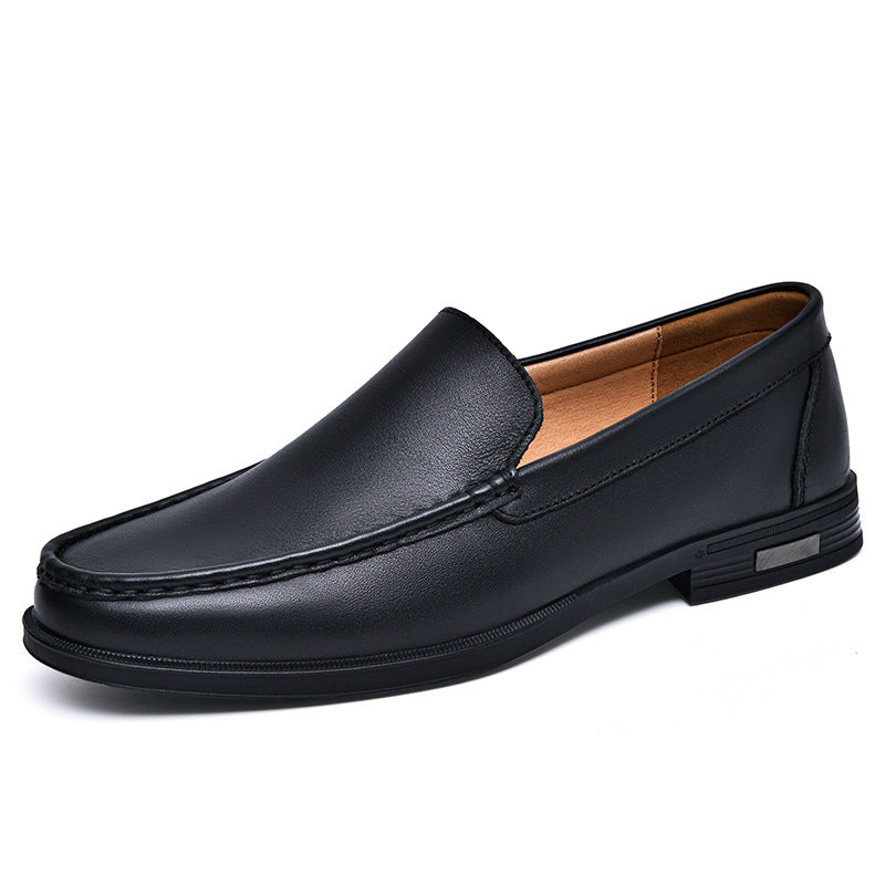 Męskie Eleganckie Buty Wsuwane z Cholewką ze Skóry Bydlęcej i Gumową Podeszwą
