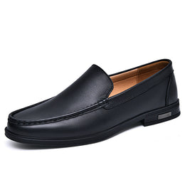Męskie Eleganckie Buty Wsuwane z Cholewką ze Skóry Bydlęcej i Gumową Podeszwą