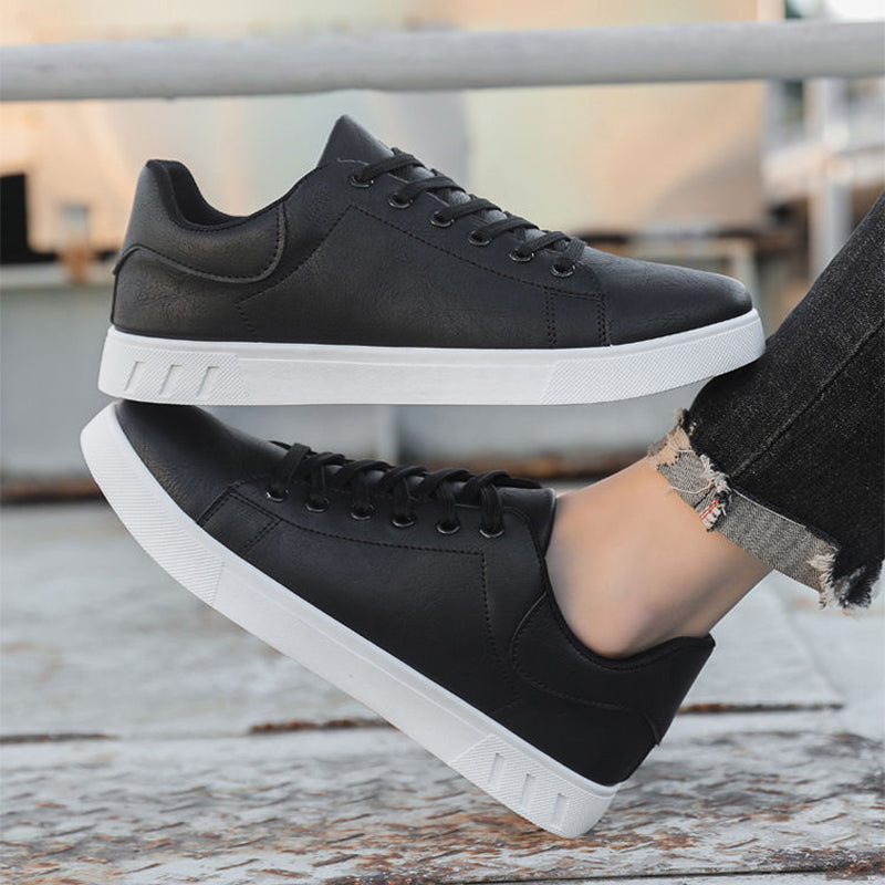 Męskie Płaskie Buty Sznurowane z Cholewką PU i Gumową Podeszwą