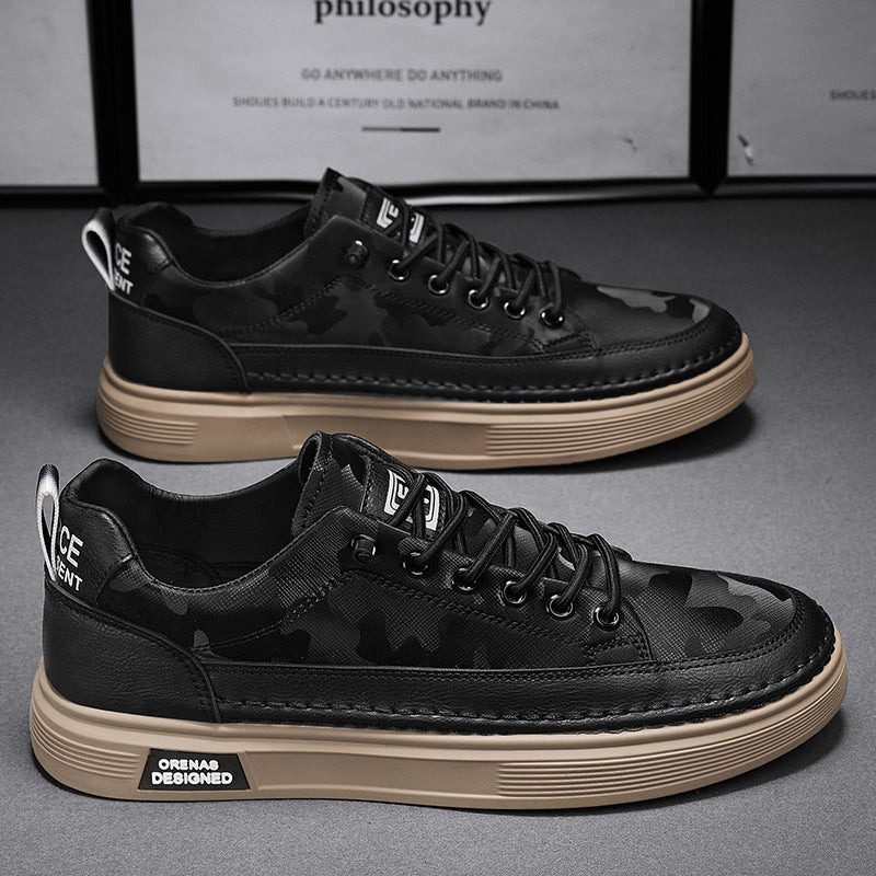Męskie Niskie Sneakersy Wsuwane z Cholewką PU i Gumową Podeszwą
