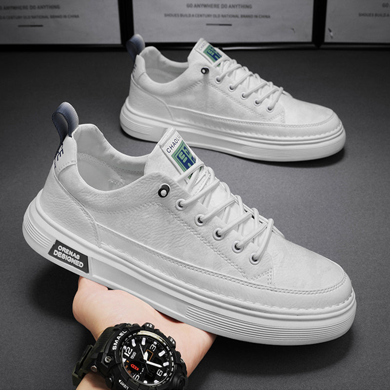 Męskie Niskie Sneakersy Wsuwane z Cholewką PU i Gumową Podeszwą