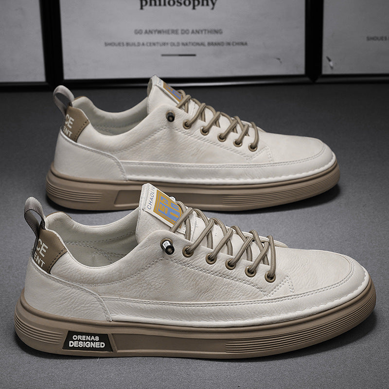Męskie Niskie Sneakersy Wsuwane z Cholewką PU i Gumową Podeszwą