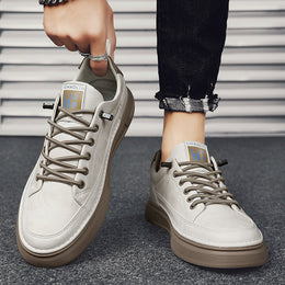Męskie Niskie Sneakersy Wsuwane z Cholewką PU i Gumową Podeszwą