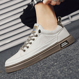 Męskie Niskie Sneakersy Wsuwane z Cholewką PU i Gumową Podeszwą