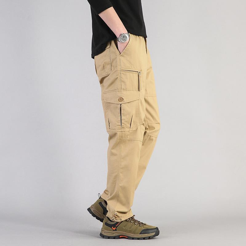 Męskie Luźne Ogrodniczki z Prostą Nogawką, Wieloma Kieszeniami i Zamkami Błyskawicznymi