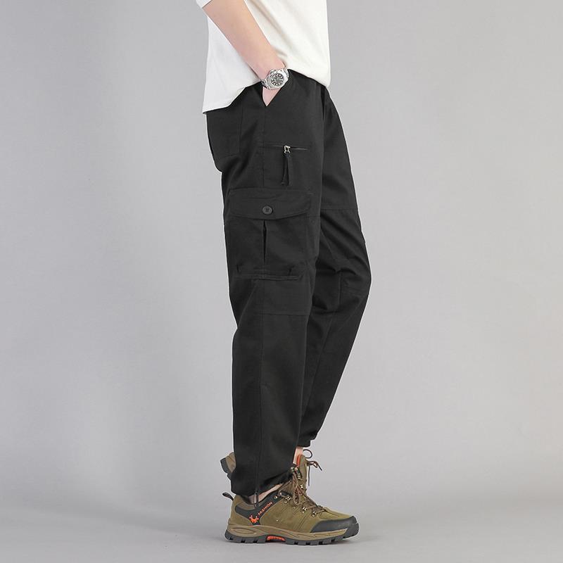 Męskie Luźne Ogrodniczki z Prostą Nogawką, Wieloma Kieszeniami i Zamkami Błyskawicznymi