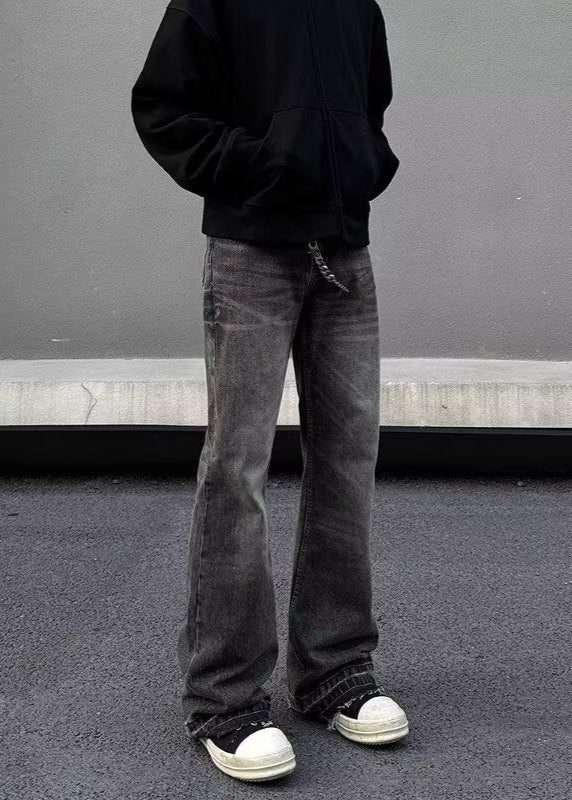 Męskie Spodnie z Mieszanki Dżinsu, Slim Fit, Prosta Nogawka, Zamek Błyskawiczny