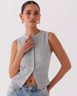 Damska Bez Rekawow Slim Fit Kamizelka Kardigan