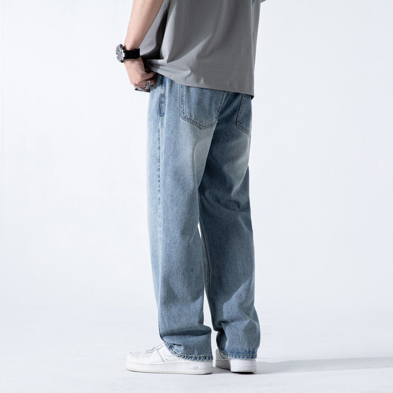 Meskie Dzinsy Wide Leg Ze Swobodnym Straight Krojem I Efektem Pranym