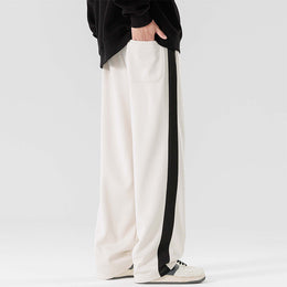 Meskie Wiosenne I Jesienne Spodnie Plus Size Straight Leg Z Lekka Tkanina I Sznurkiem W Pasie
