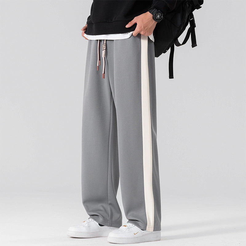 Meskie Wiosenne I Jesienne Spodnie Plus Size Straight Leg Z Lekka Tkanina I Sznurkiem W Pasie