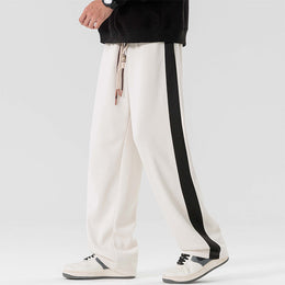 Meskie Wiosenne I Jesienne Spodnie Plus Size Straight Leg Z Lekka Tkanina I Sznurkiem W Pasie
