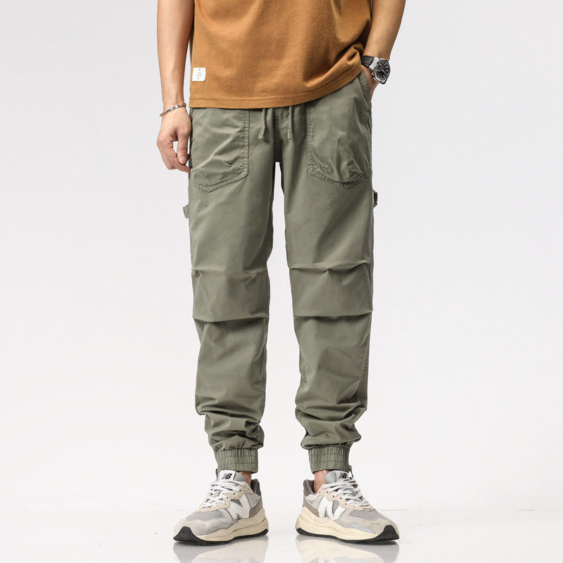 Meskie Letnie Spodnie Slim Fit Robocze Ze Zwezanymi Nogawkami I Rozporkiem Na Zamek