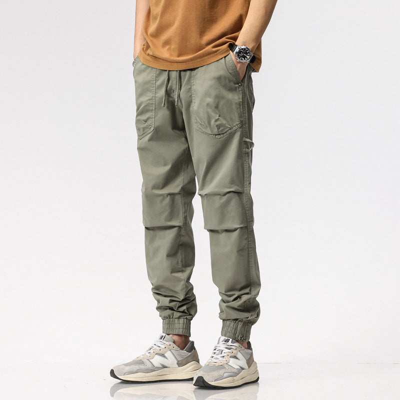 Meskie Letnie Spodnie Slim Fit Robocze Ze Zwezanymi Nogawkami I Rozporkiem Na Zamek