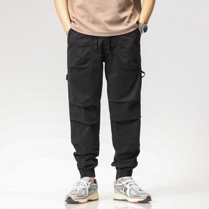Meskie Letnie Spodnie Slim Fit Robocze Ze Zwezanymi Nogawkami I Rozporkiem Na Zamek