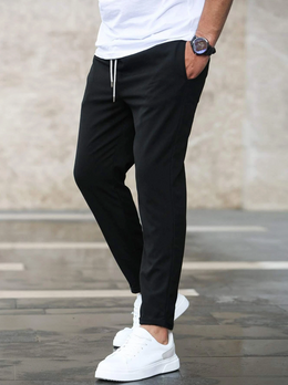 Męskie Spodnie Slim Fit ze Stretchu z Elastycznym Pasem i Zamkiem