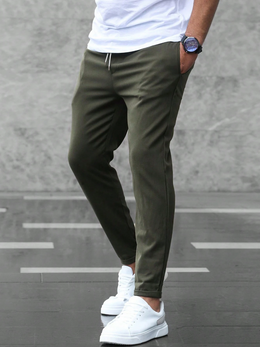 Męskie Spodnie Slim Fit ze Stretchu z Elastycznym Pasem i Zamkiem
