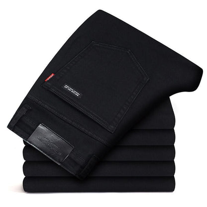 Męskie Jeansy Slim Fit – Prosta Nogawka, Średni Stan, Pranie Wycierane