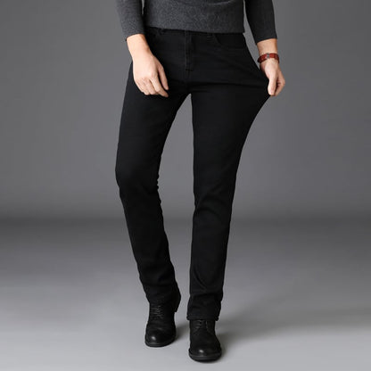 Męskie Jeansy Slim Fit – Prosta Nogawka, Średni Stan, Pranie Wycierane