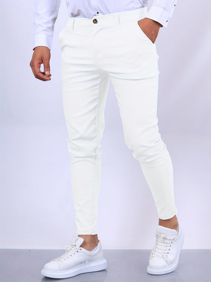 Męskie Chinosy Skinny Fit ze Zwężaną Nogawką i Zapięciem na Zamek