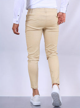 Męskie Chinosy Skinny Fit ze Zwężaną Nogawką i Zapięciem na Zamek