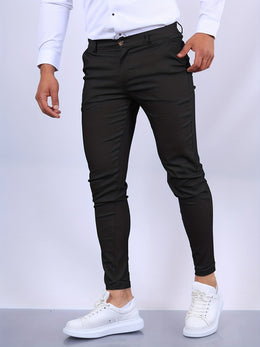 Męskie Chinosy Skinny Fit ze Zwężaną Nogawką i Zapięciem na Zamek