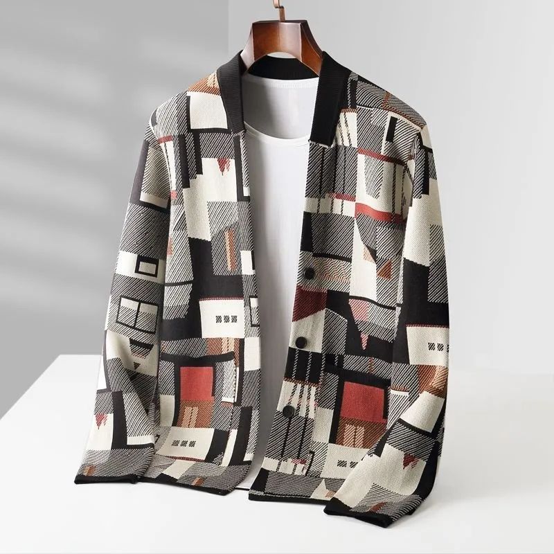 Męski Sweter Z Geometrycznym Wzorem Moro, DłUgi Rękaw