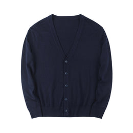 Męski Kardigan V-Neck Z Długim Rękawem W Jednolitym Kolorze