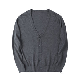 Męski Kardigan V-Neck Z Długim Rękawem W Jednolitym Kolorze