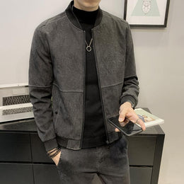 Męska Wiosenna Kurtka Sztruksowa Z Miękką Podszewką Faux Fur