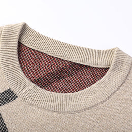 Męski Dzianinowy Sweter Pullover Z Luźnym Krojem I Nadrukiem
